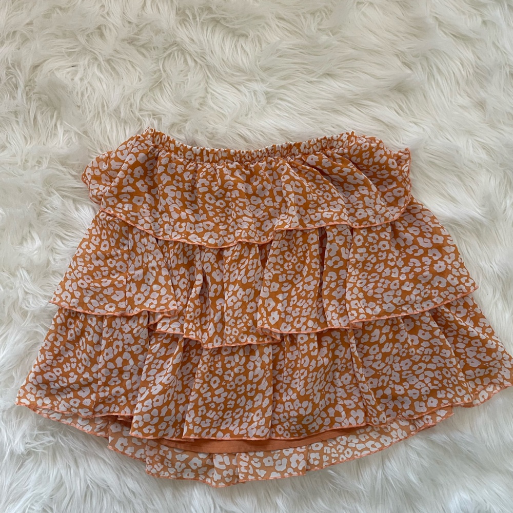 HYFVE Orange/tan leopard Print flowy skirt Medium